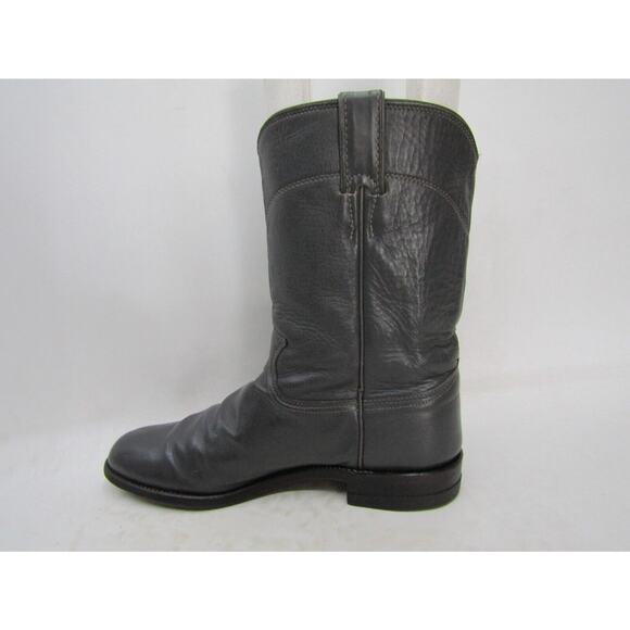 Justin Mens Sz 9 A Narrow Width Roper Gray Leather Roper Cowboy Western Boots main image 11